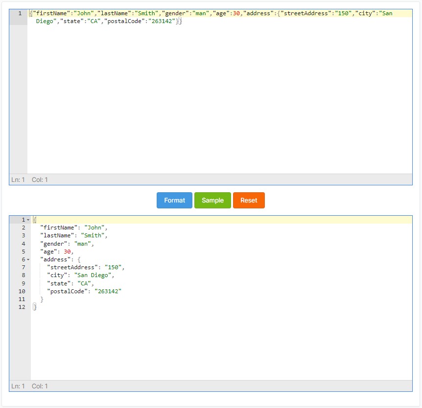 JSON Formatter results